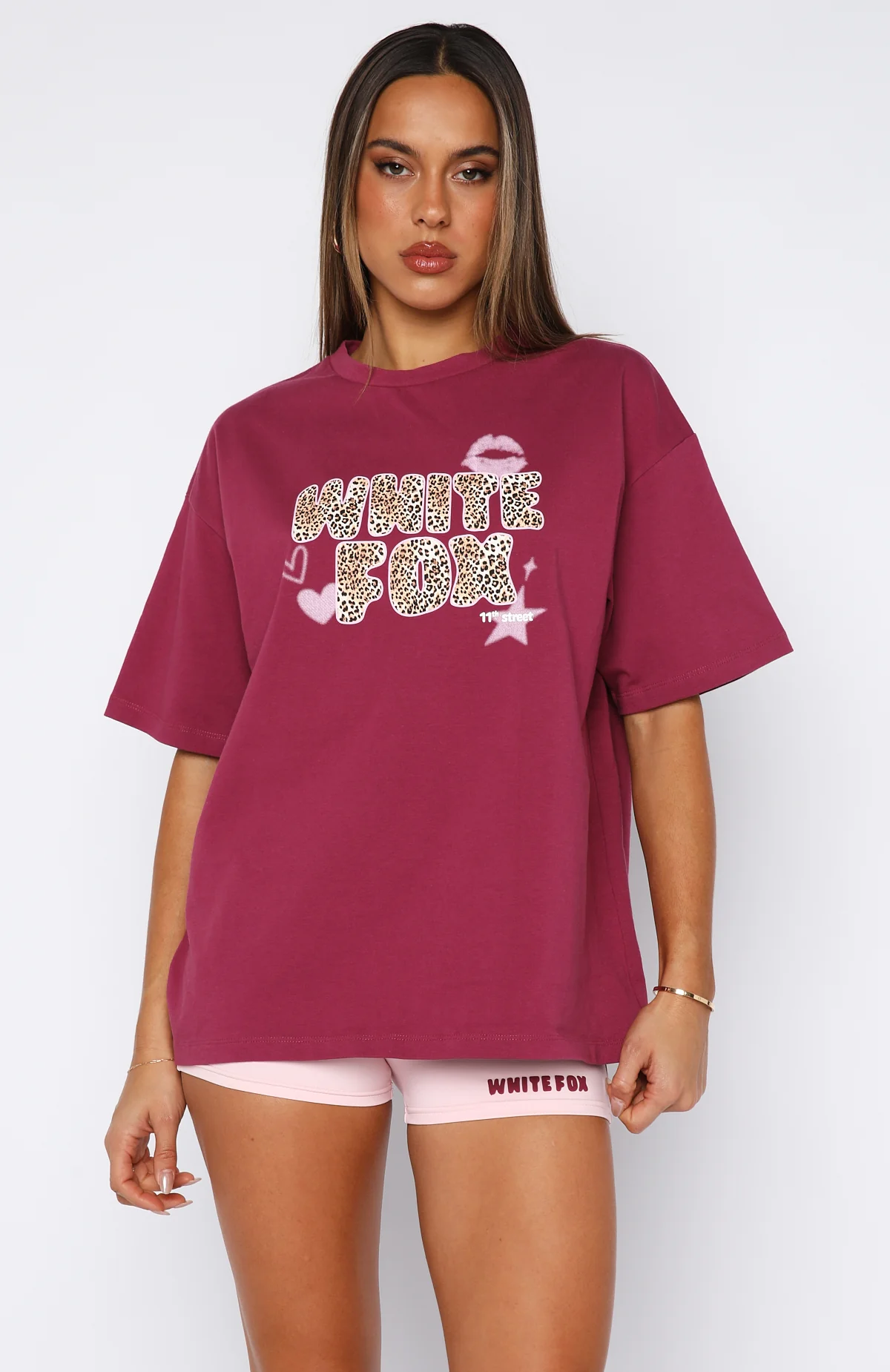 11th Street She's So Lucky Oversized Tee Very Berry - Image 2