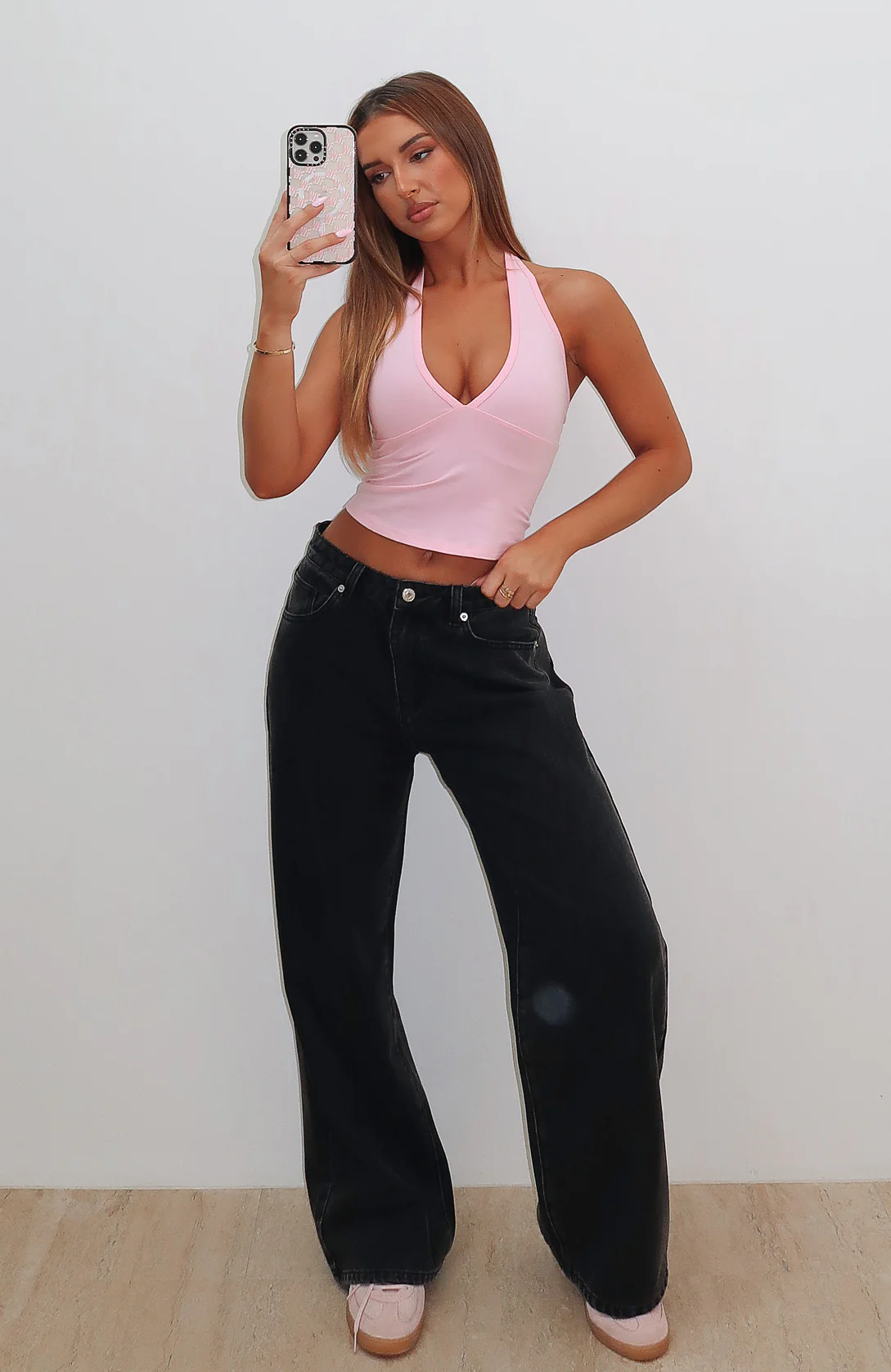About A Girl Mid Rise Wide Leg Jeans Black Acid - Image 5