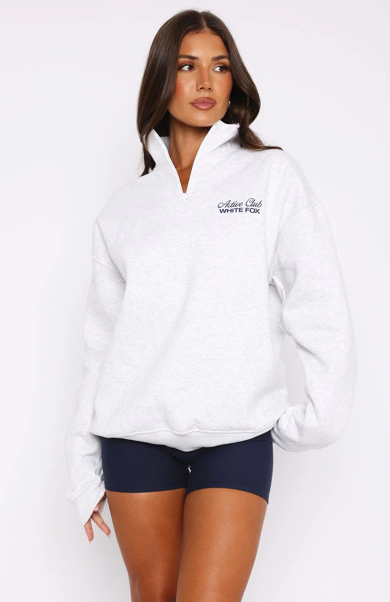 Active Club Quarter Zip Sweater Grey Marle - Image 5