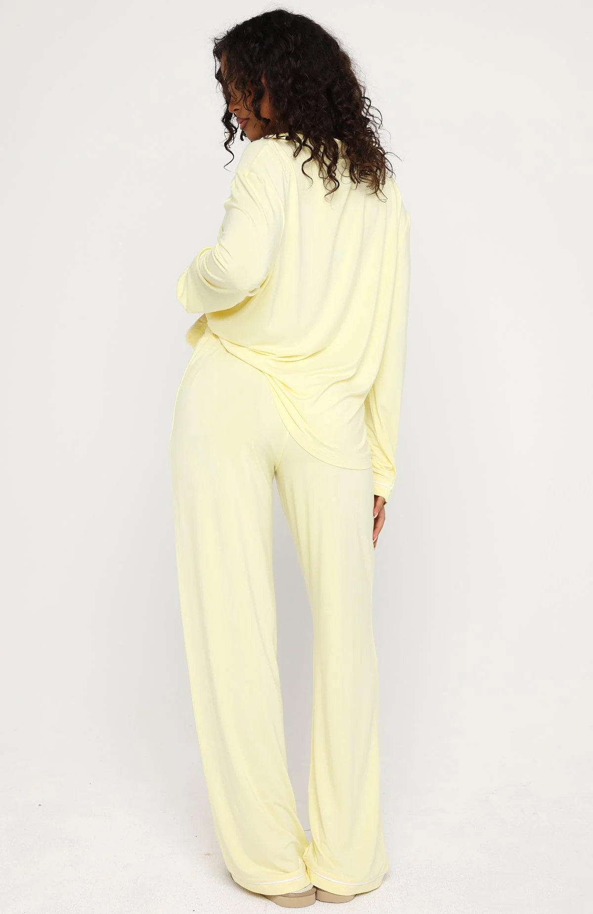 Airplane Mode Modal Wide Leg Pyjama Pants Lemon - Image 4