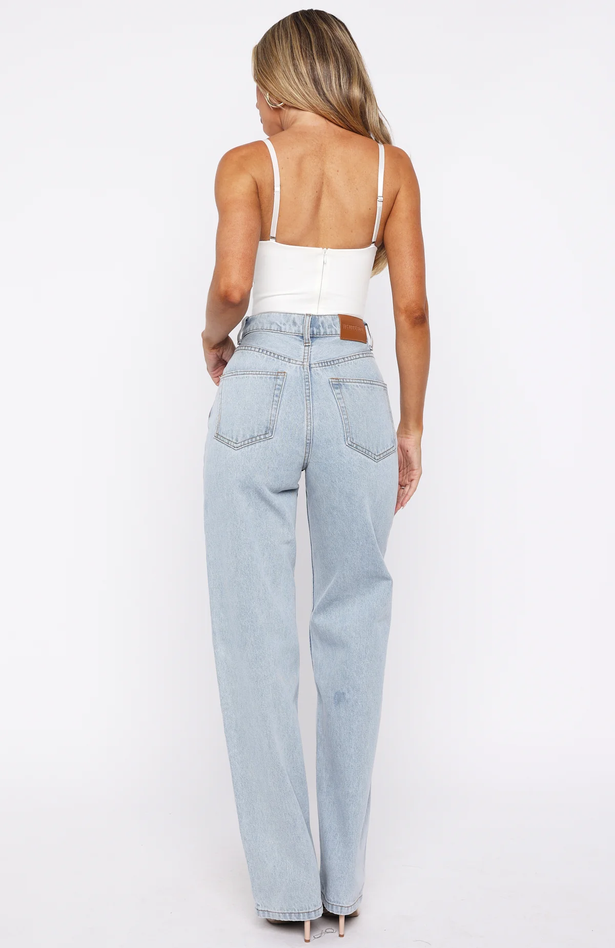 Always With Me High Rise Straight Leg Jeans Mid Blue - Image 4