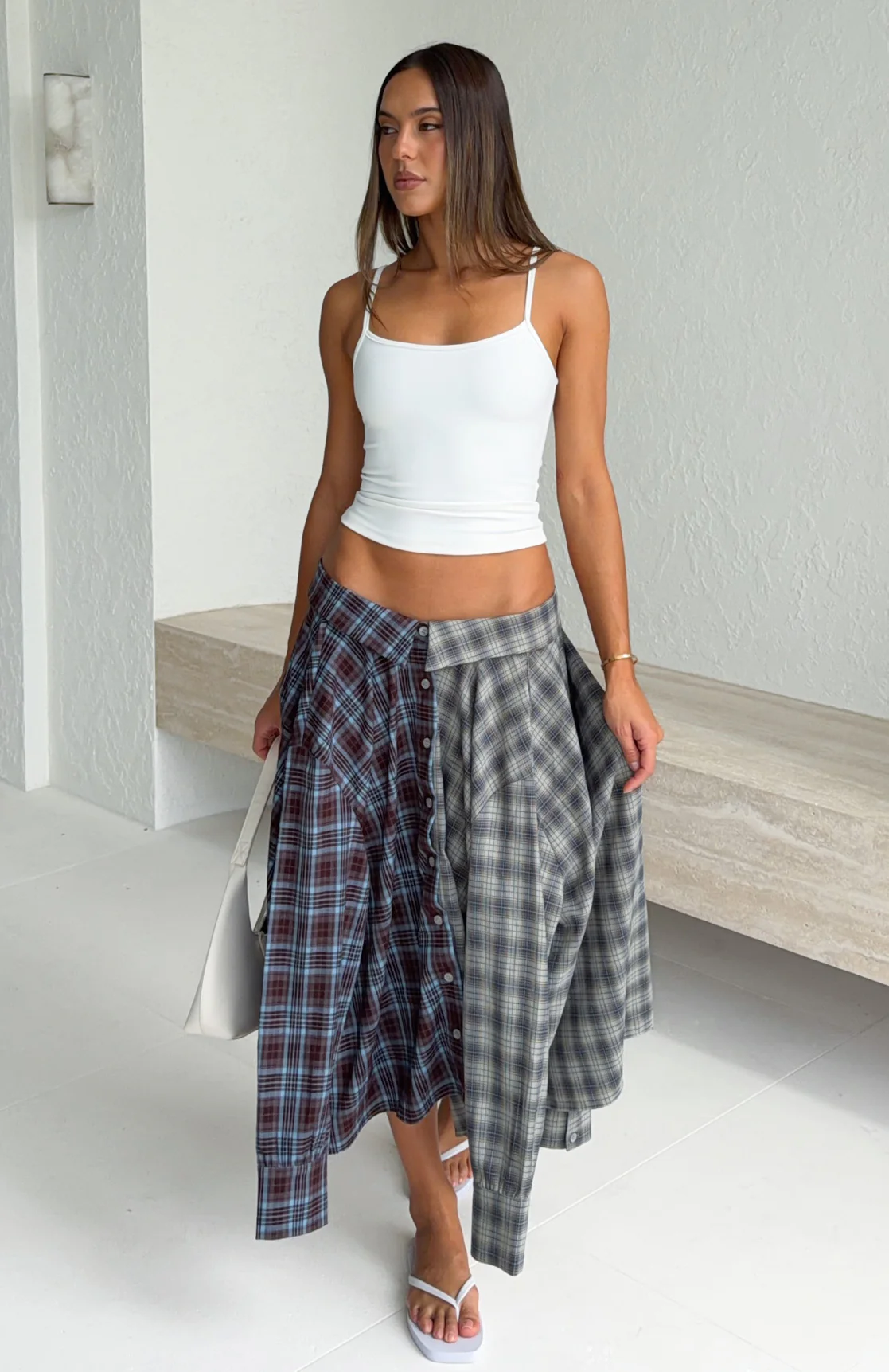 At First Light Button Up Shirt Blue/Grey Check - Image 2