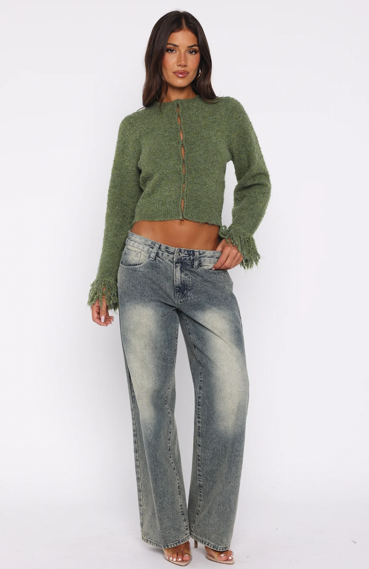 Baby It's Cold Knit Cardigan Moss - Image 6