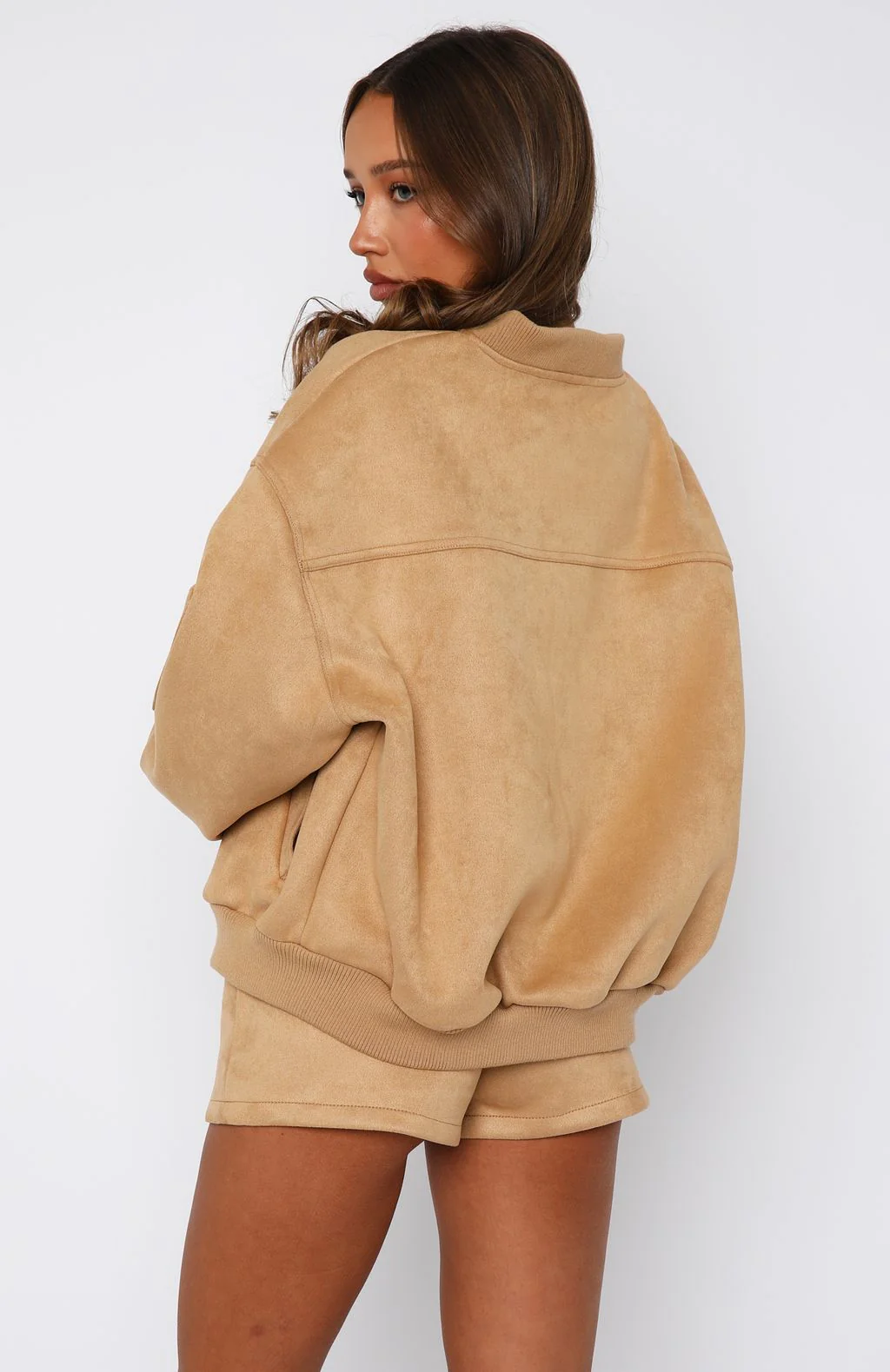 Between Us Faux Suede Shorts Honey - Image 4