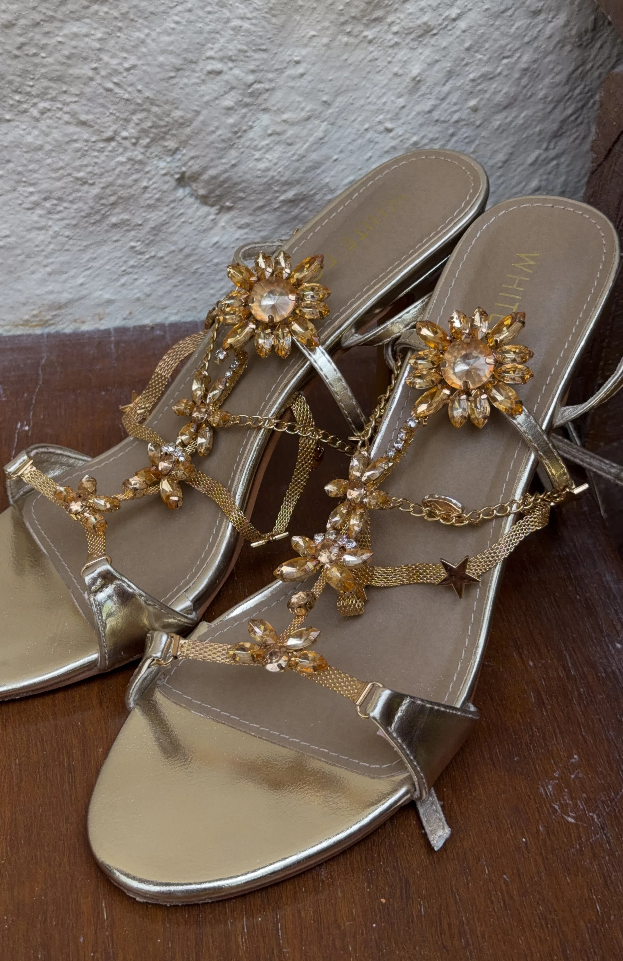 Chaya Embellished Wrap Heel Champagne - Image 7