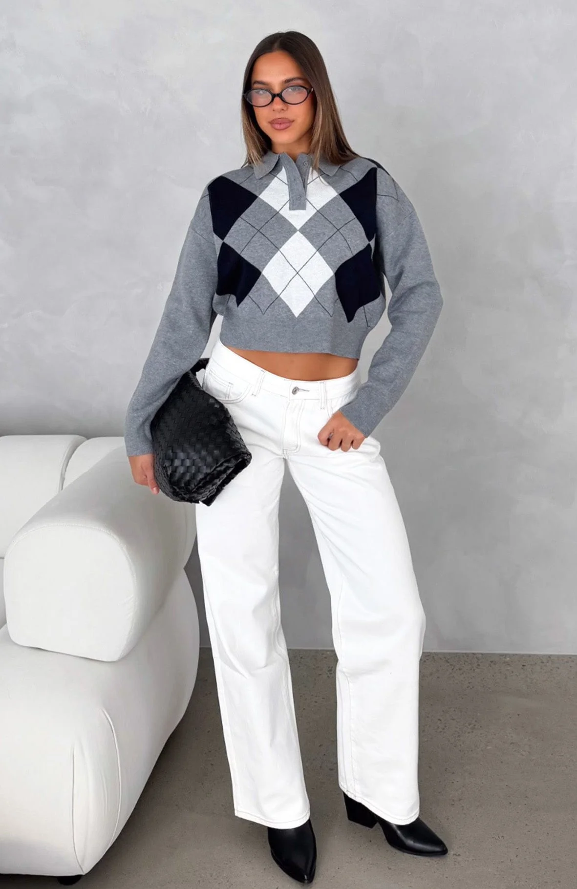 Cinzia Argyle Knit Sweater Navy Winter - Image 6