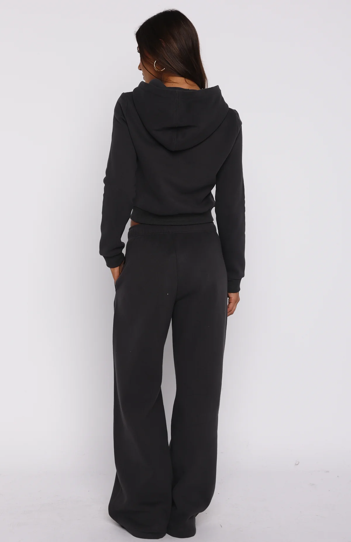 Comfy And Cute Wide Leg Sweatpants Charcoal - Image 4