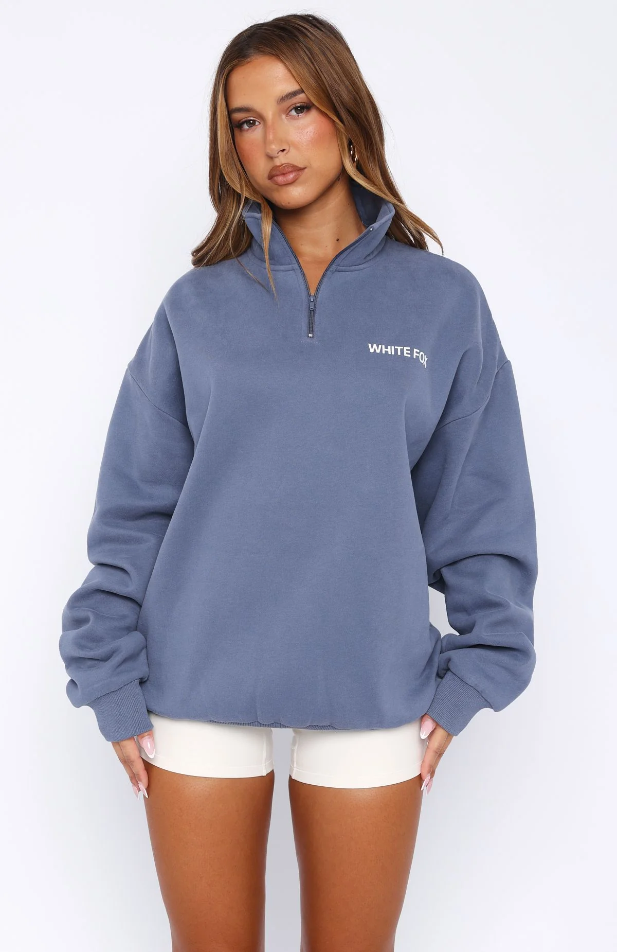 Core Classic Zip Front Sweater Ocean - Image 3
