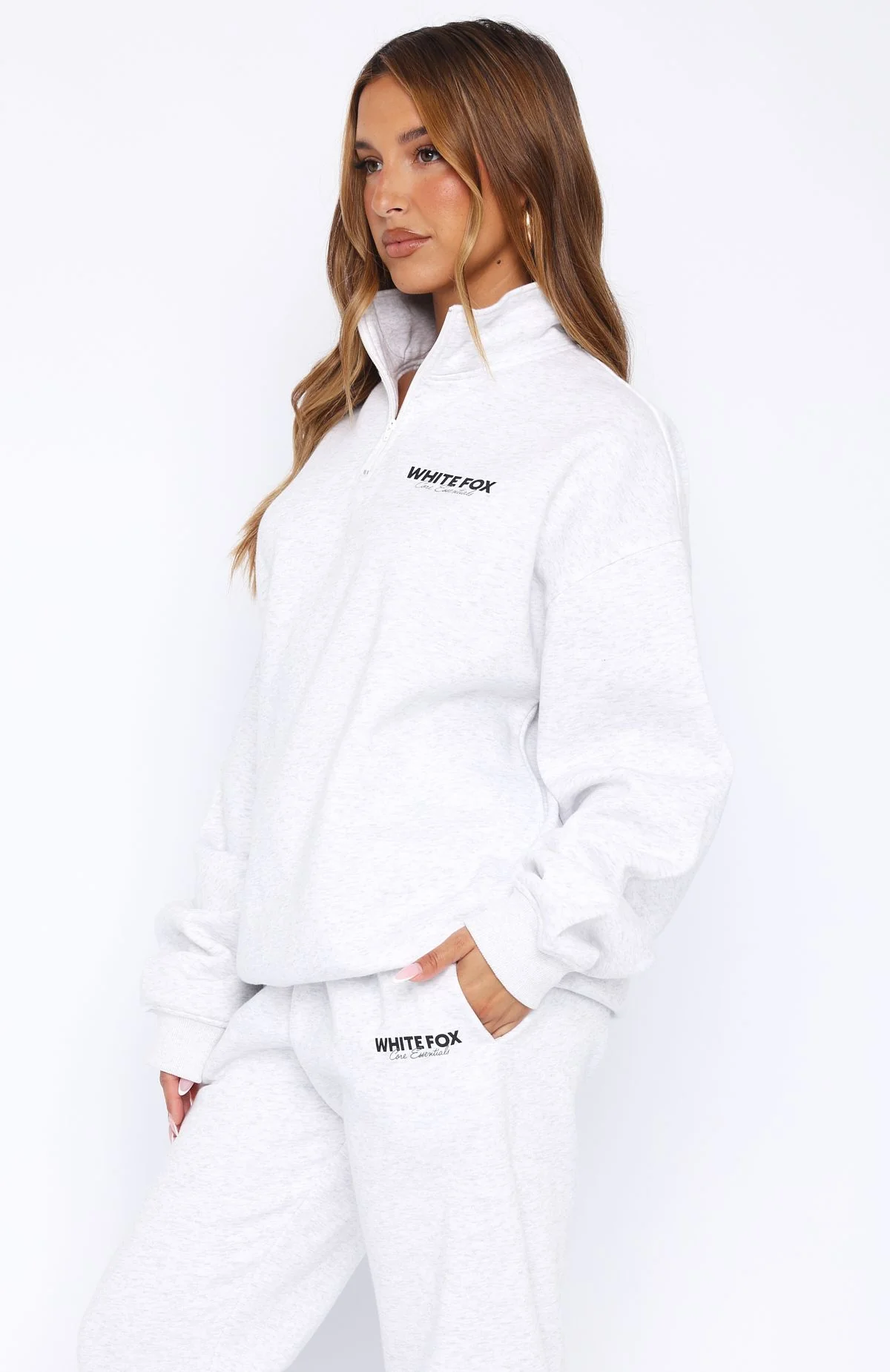 Core Essentials Zip Sweater Grey Marle - Image 4