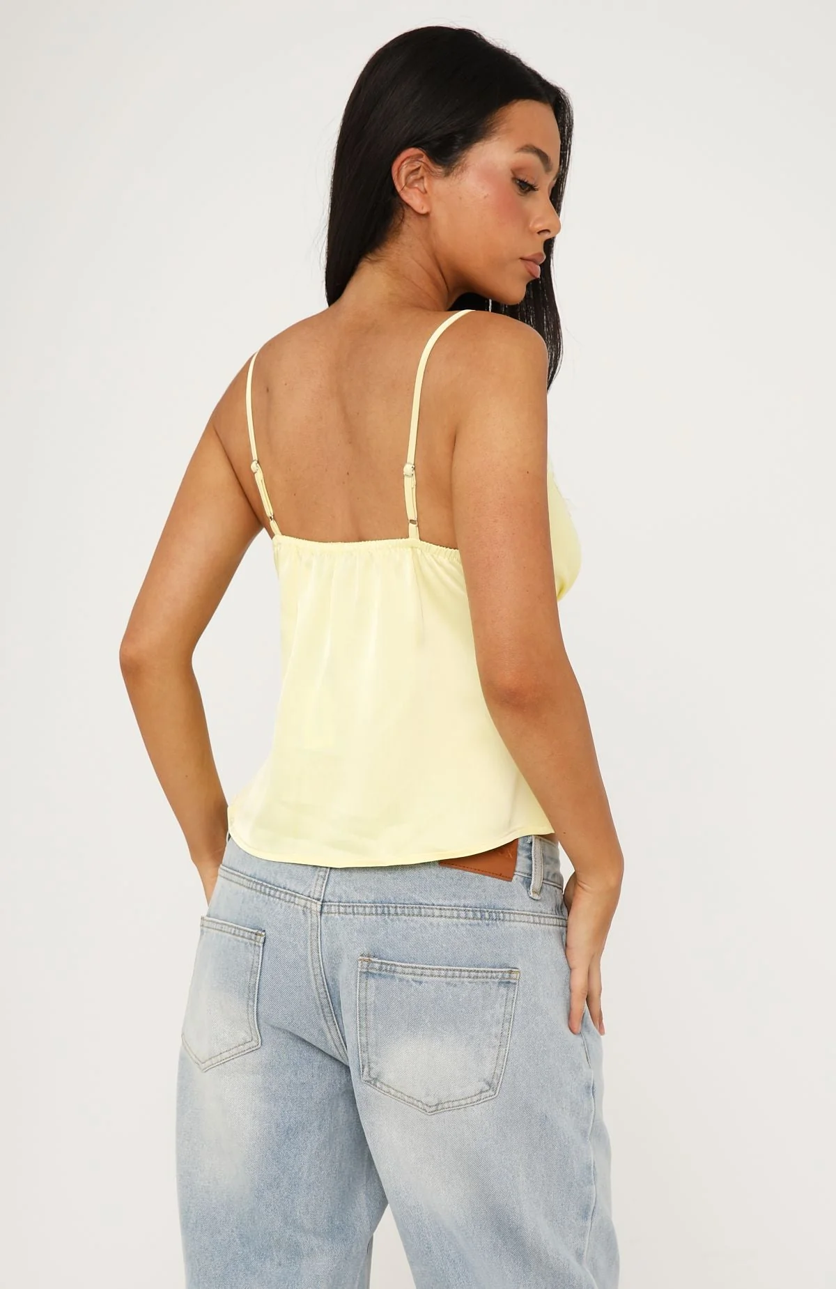 Cutesy Girl Satin Cami Top Lemon - Image 5