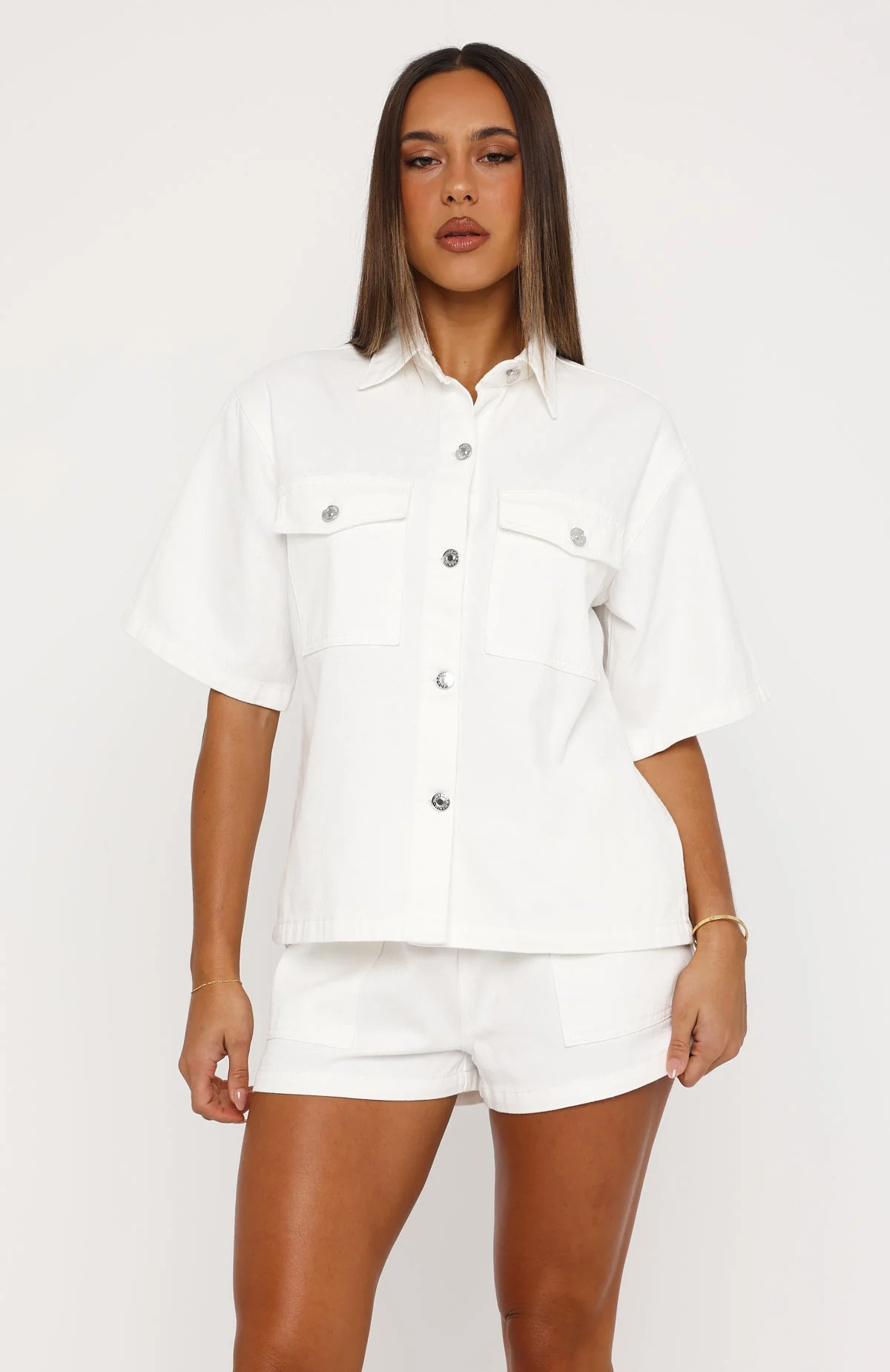 Denim Daydream Button Up Shirt White - Image 3