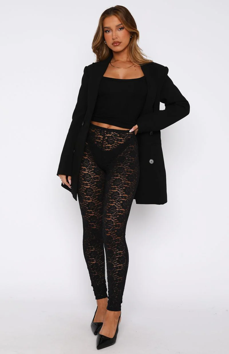 Dinner Plan Lace Pants Black - Image 2
