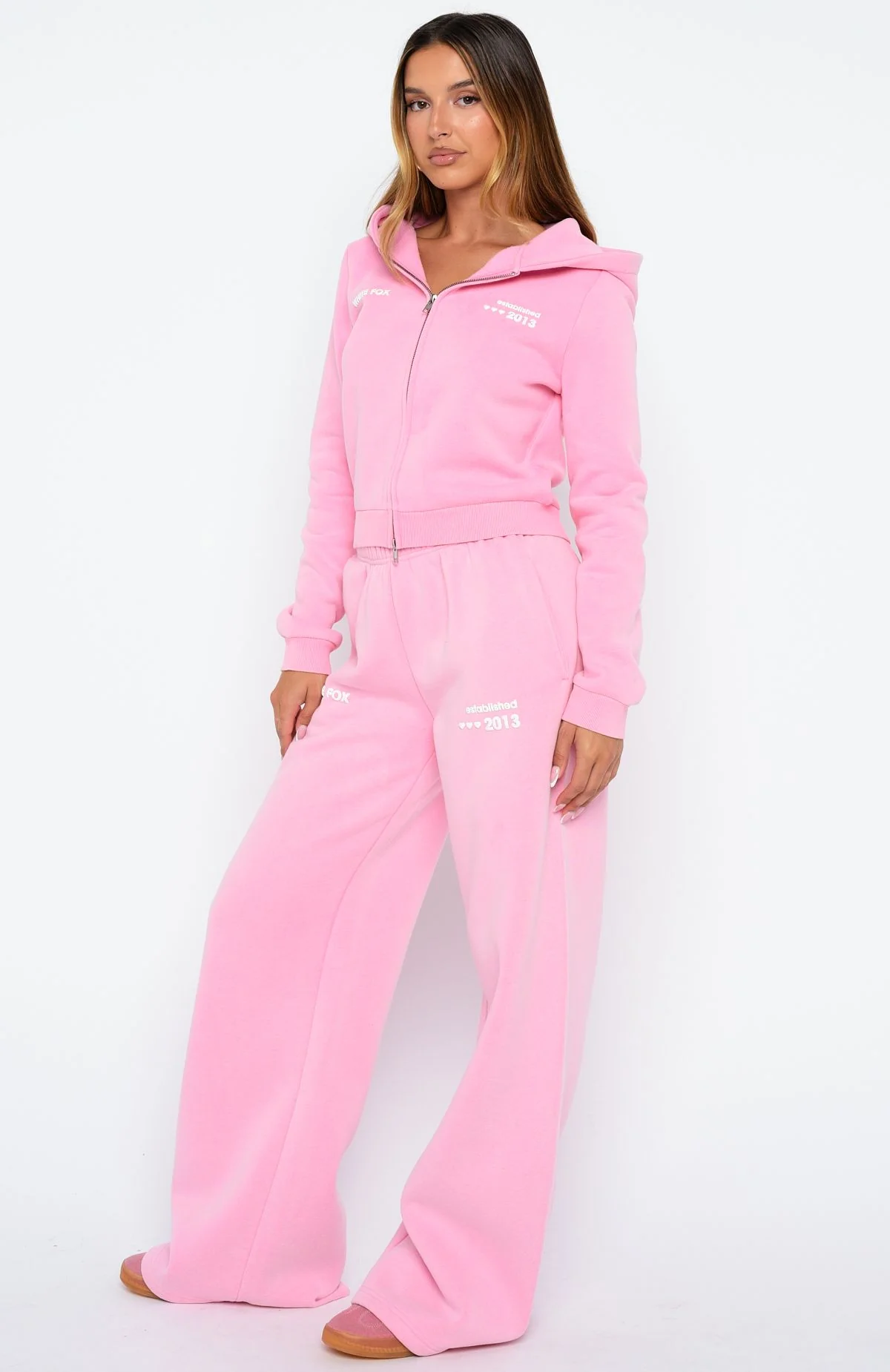 Down For Whatever Wide Leg Sweatpants Pink Wash - Image 3