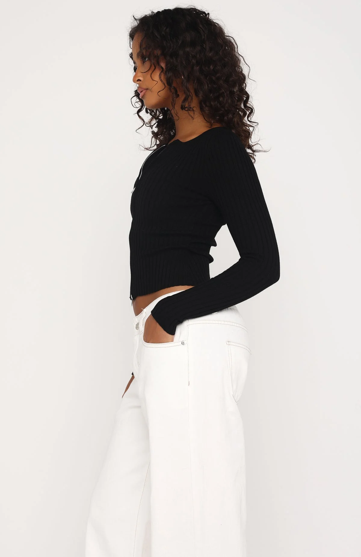 Fine Wine Long Sleeve Knit Top Black - Image 3