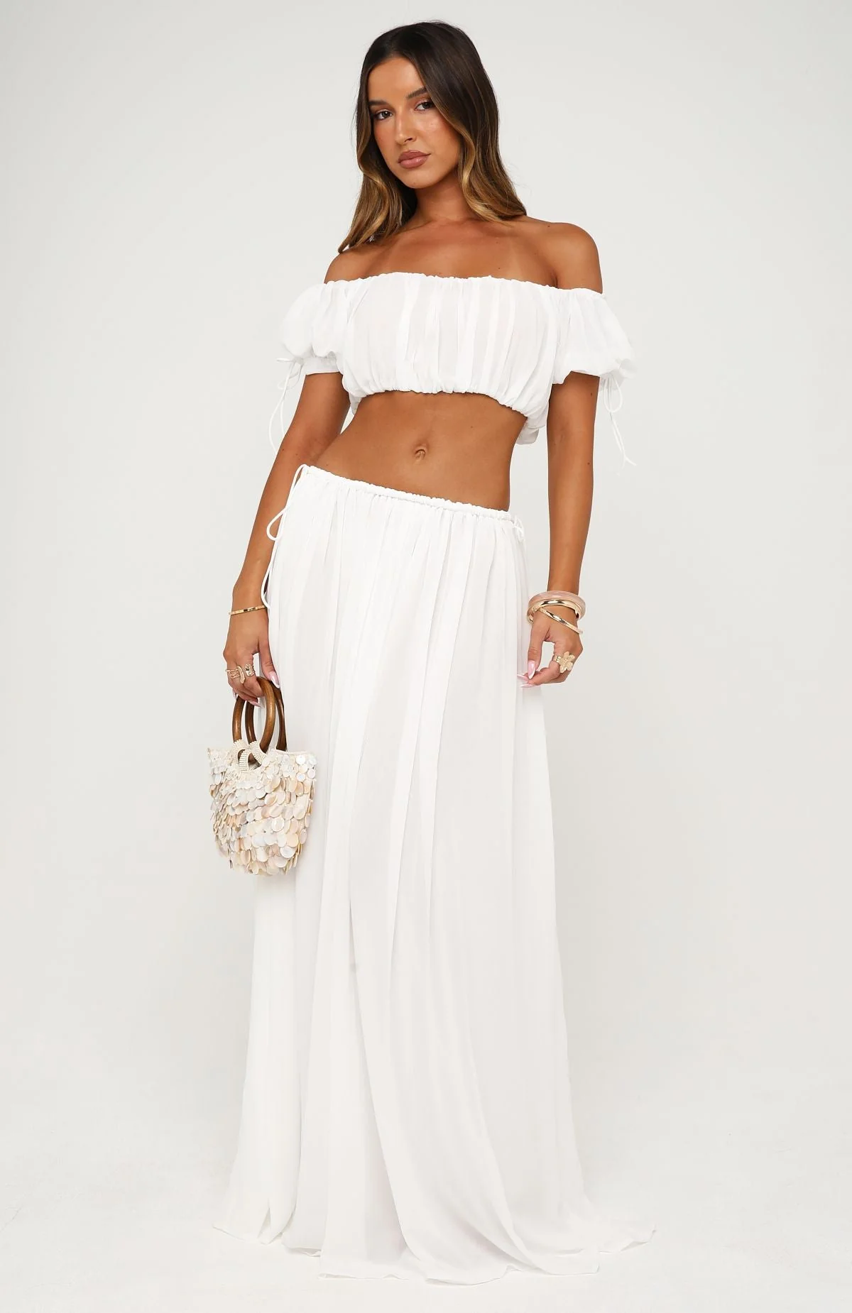 Flounce Flirt Maxi Skirt White - Image 3