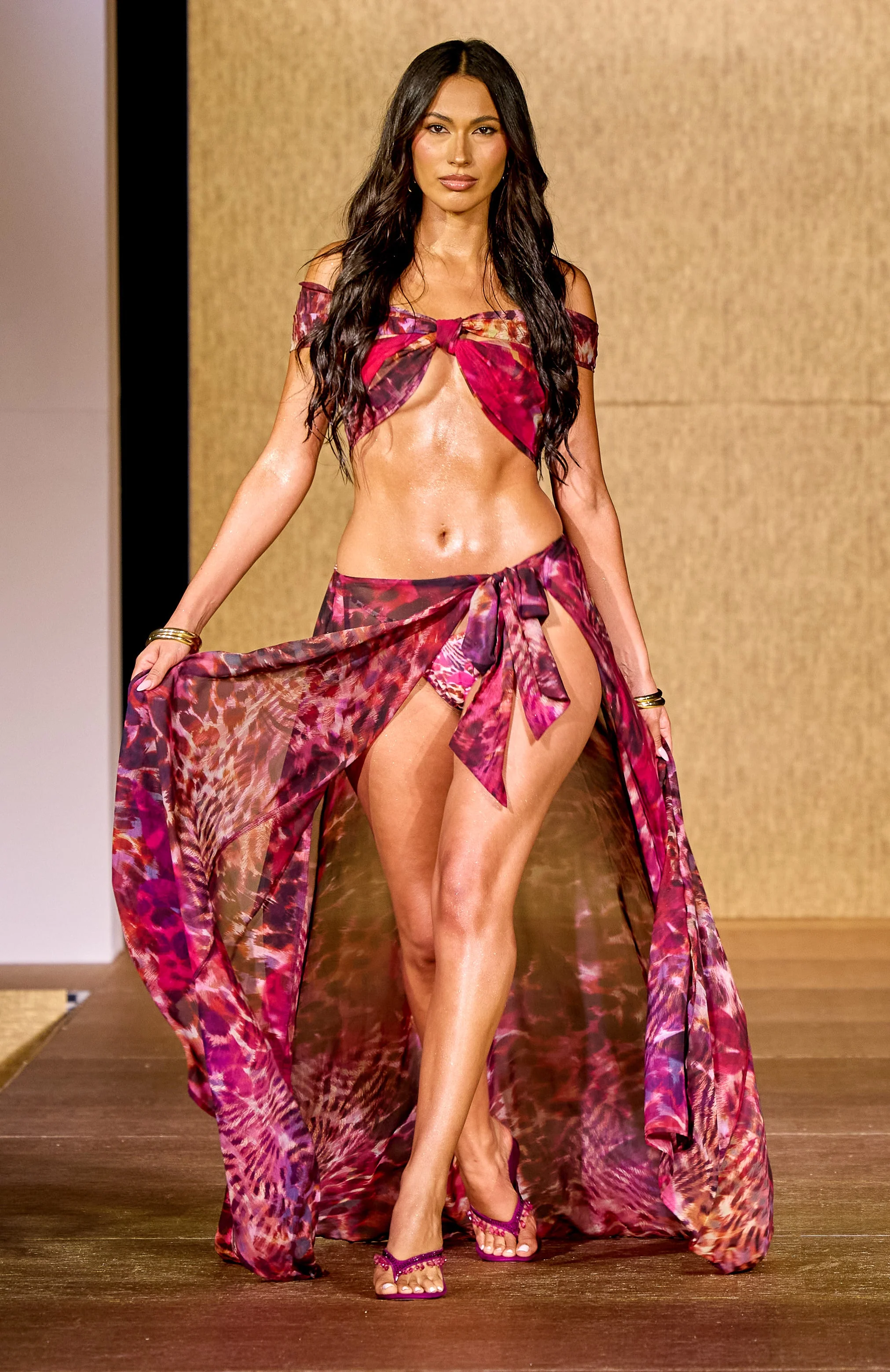 Frangipani Drift Maxi Skirt Electric Bloom - Image 2