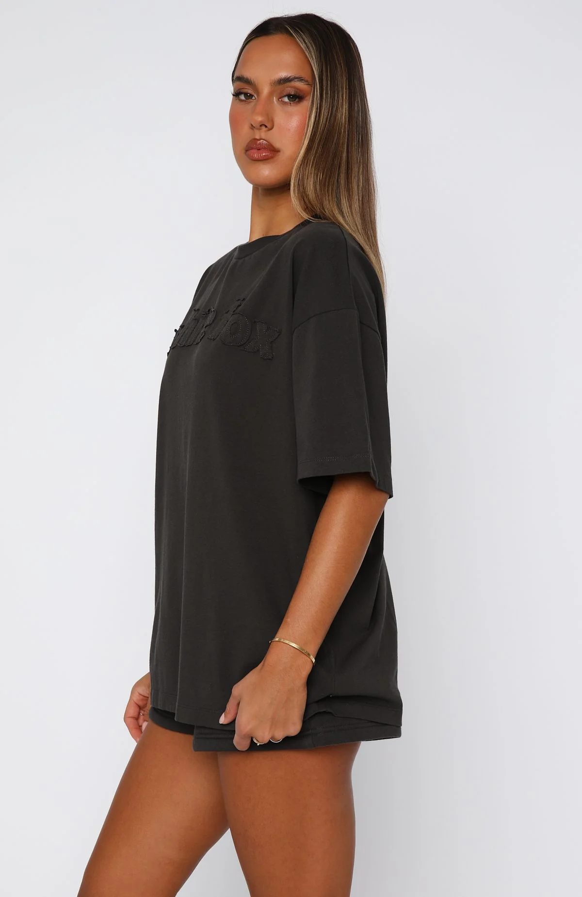 From The Archives Lexi Oversized Tee Charcoal - Image 3