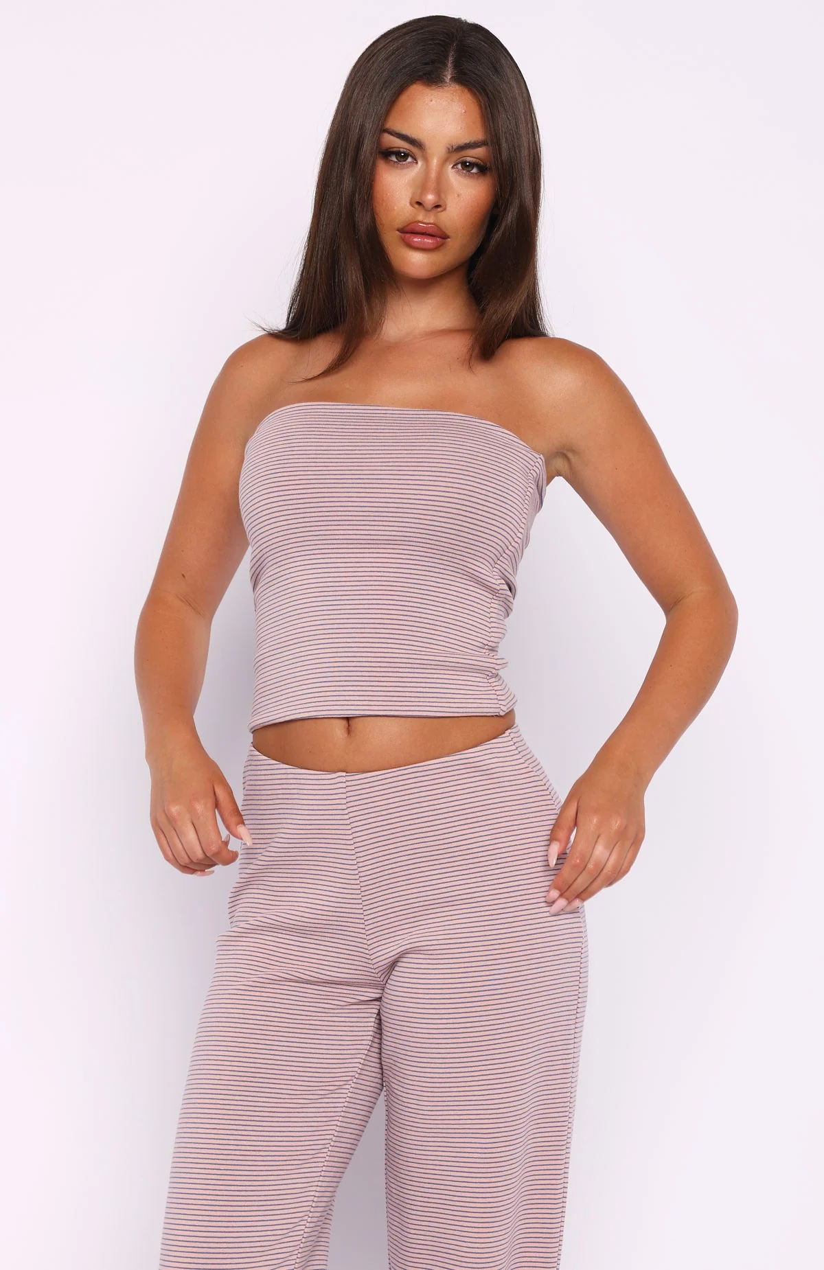 Happy It Happened Strapless Top Pink/Blue Stripe - Image 2