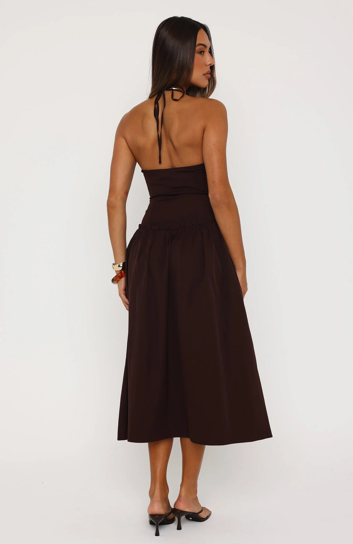 Hot Honey Haze Midi Dress Chocolate - Image 4