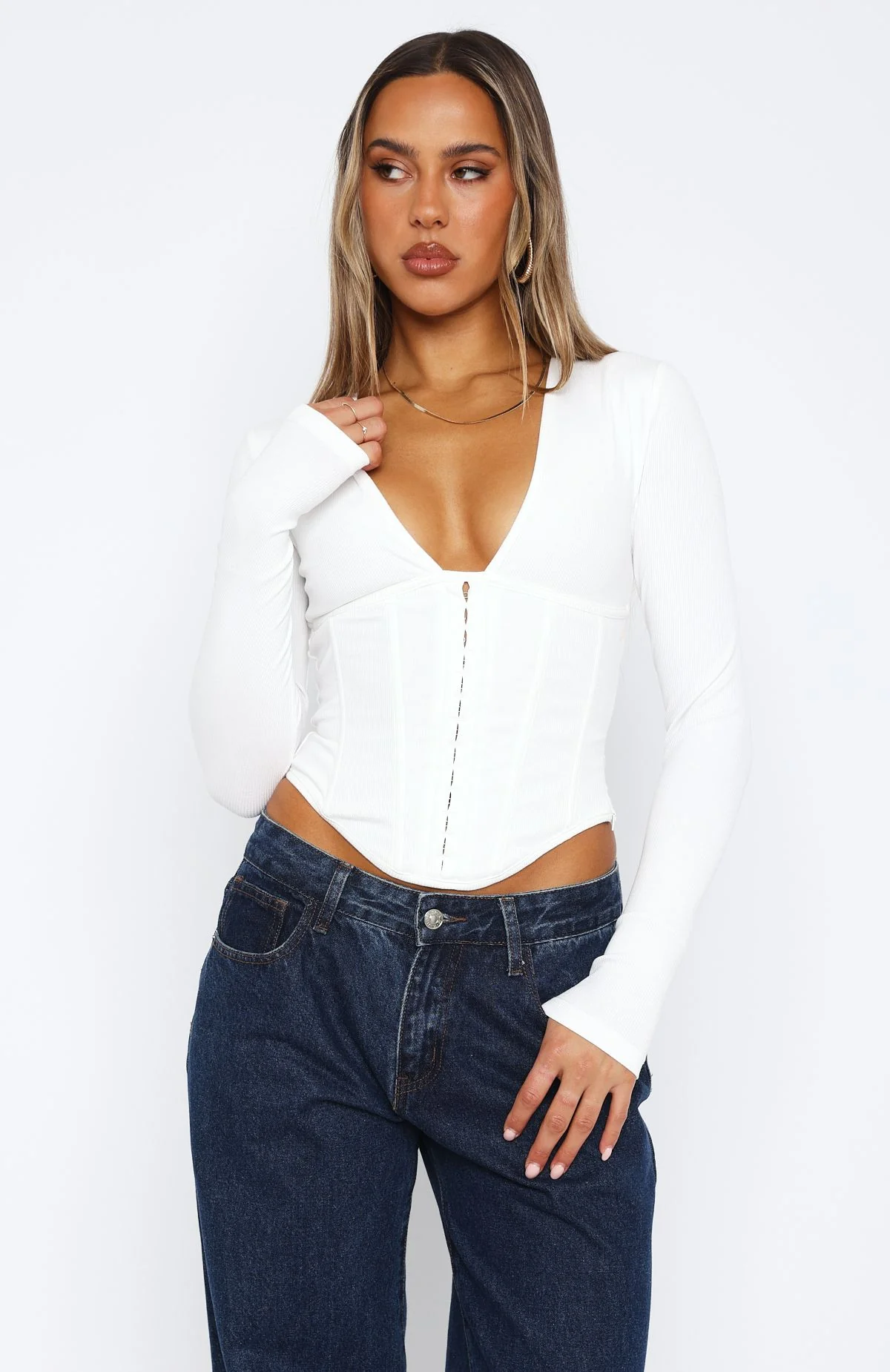 In Pursuit Long Sleeve Corset White - Image 2