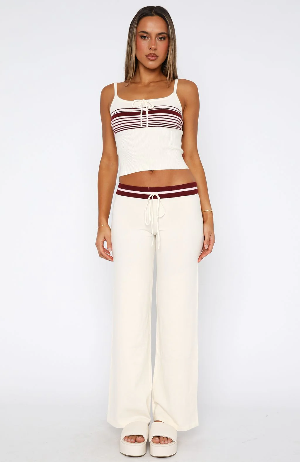 Keep Driving Knit Cami Top Burgundy Stripe - Image 5