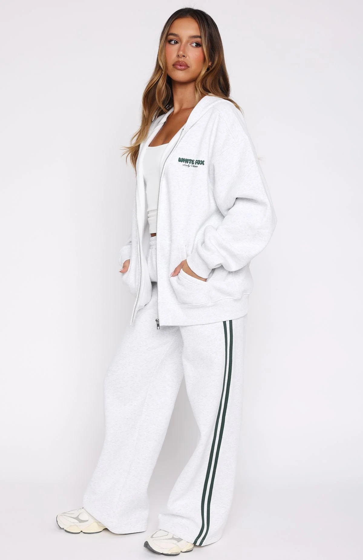 Lucky Thirteen Charise Wide Leg Sweatpants Grey Marle - Image 3