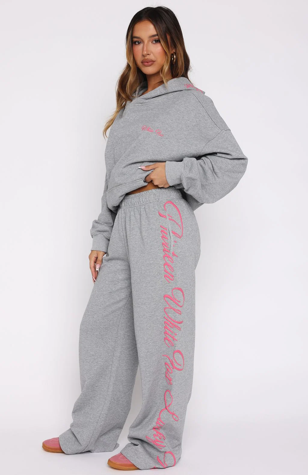 Lucky Thirteen Shaya Wide Leg Sweatpants Dark Grey Marle - Image 3
