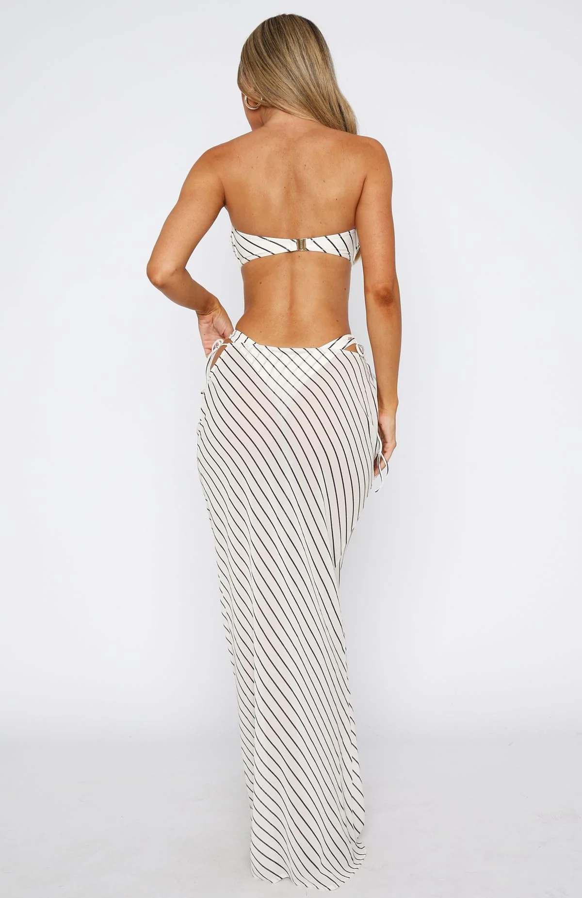 Luminous Maxi Skirt Cream/Choc Stripe - Image 5