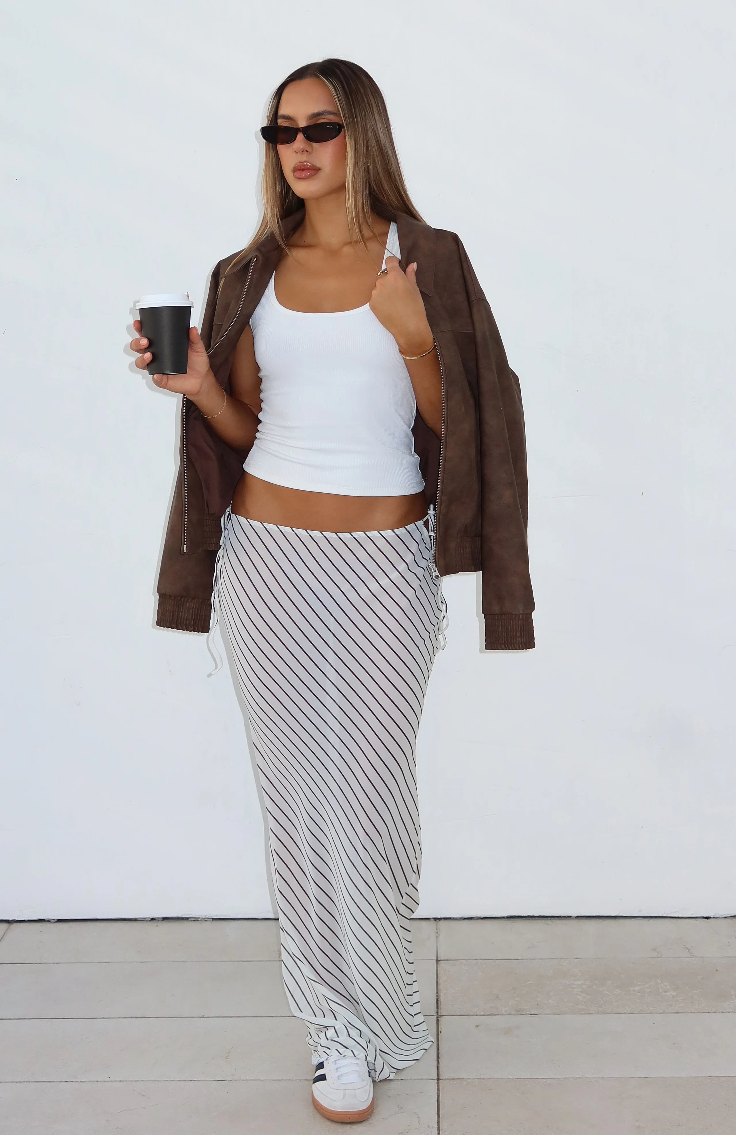 Luminous Maxi Skirt Cream/Choc Stripe - Image 7