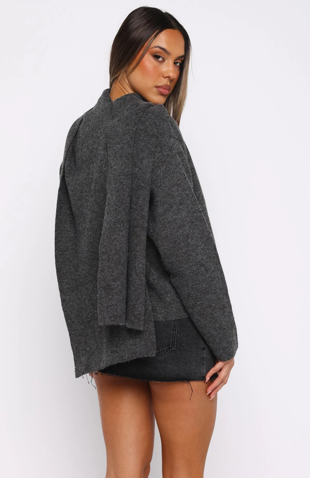 Luxe Layers Knit Sweater Charcoal - Image 4