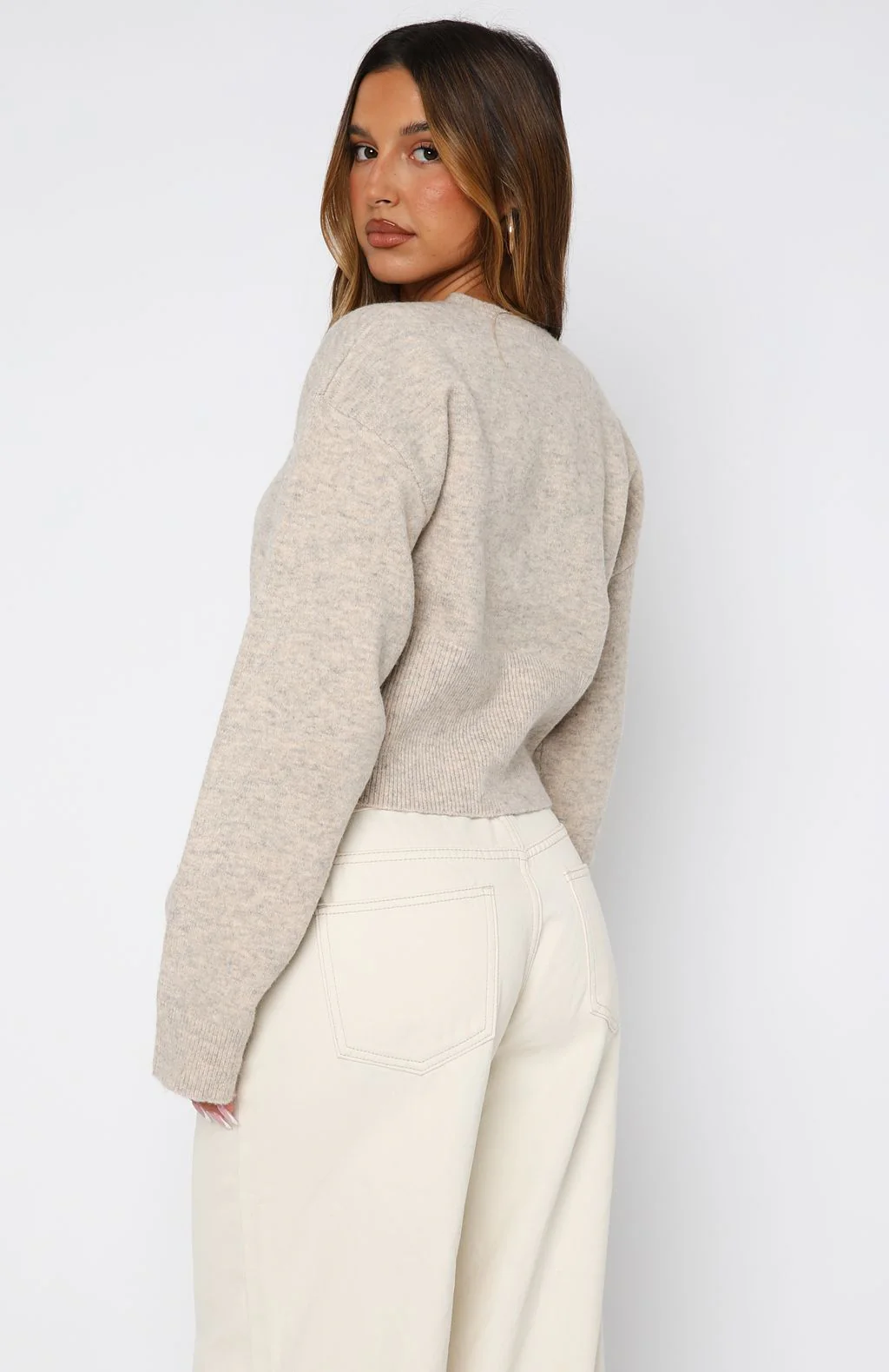 Make Me Happy Knit Cardigan Beige - Image 4