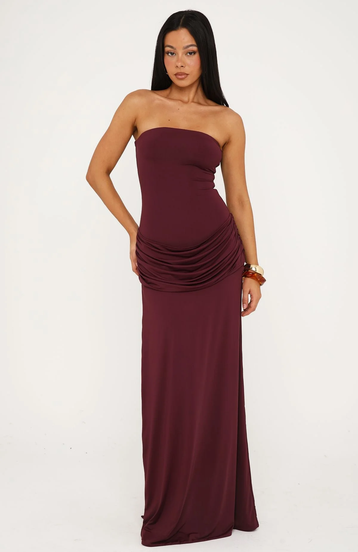 Make You Regret Strapless Maxi Dress Mauve - Image 2