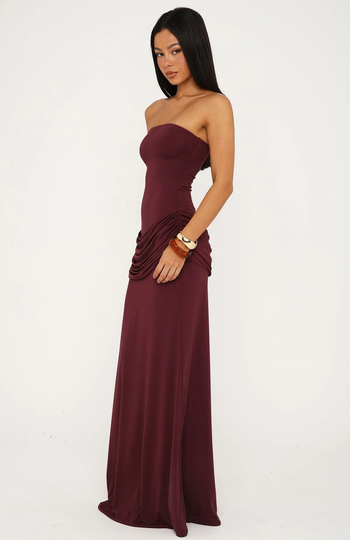 Make You Regret Strapless Maxi Dress Mauve - Image 4