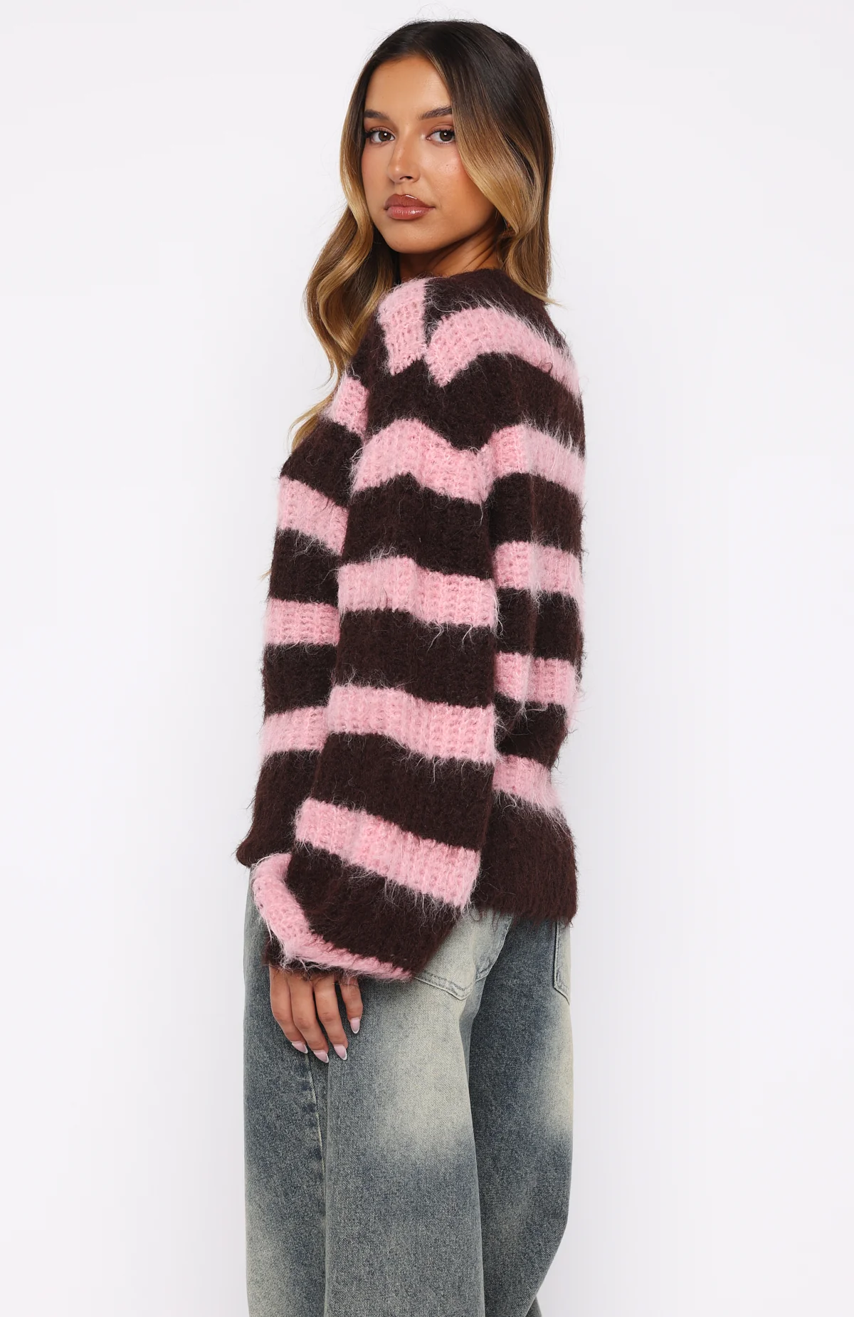 On The Slopes Knit Sweater Pink/Chocolate - Image 4