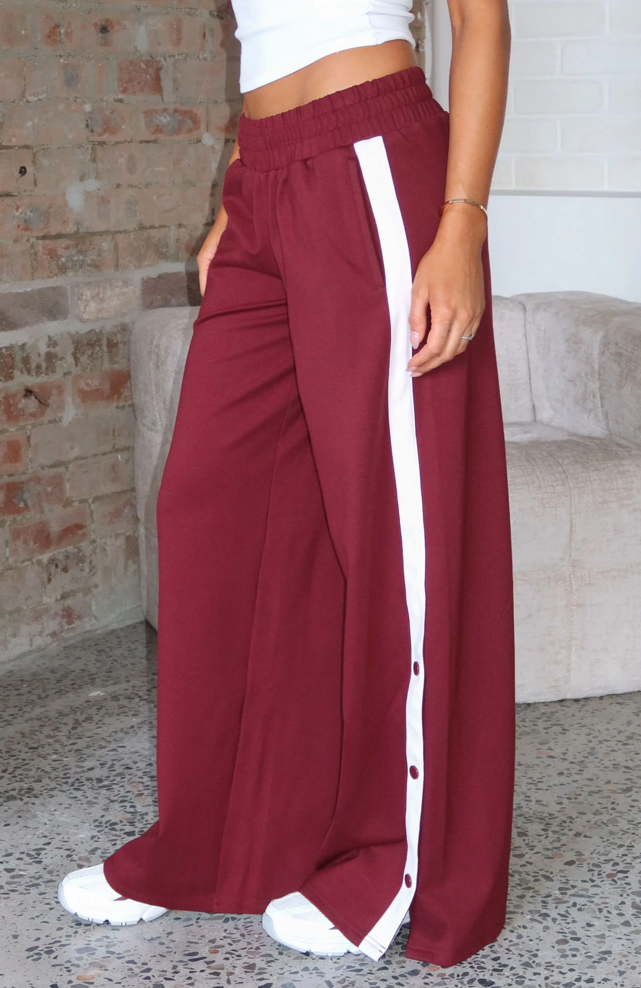 Our Bridges Burned Wide Leg Pants Burgundy - Image 5
