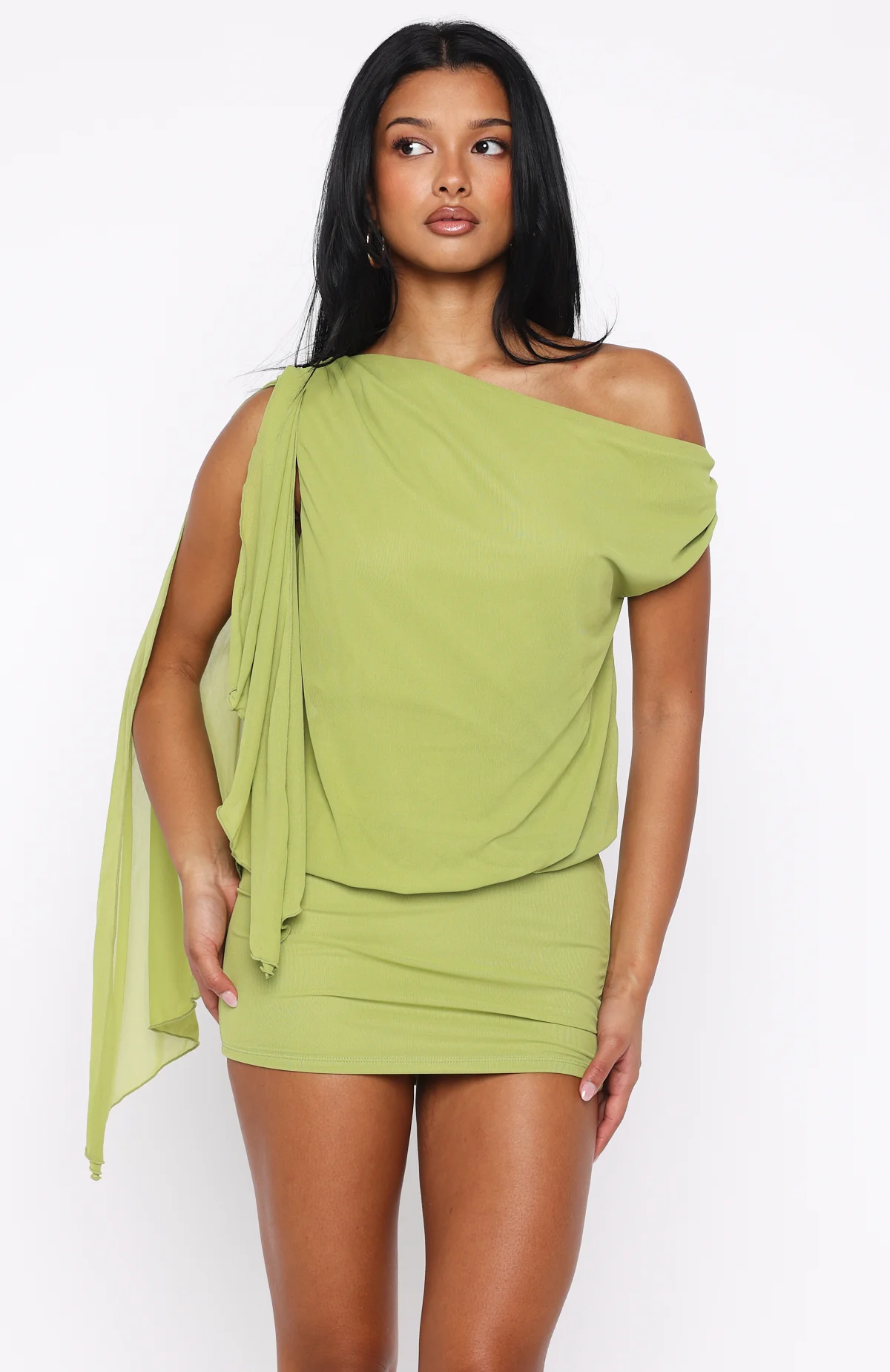 Sicilian Dreams Mini Dress Chartreuse - Image 2