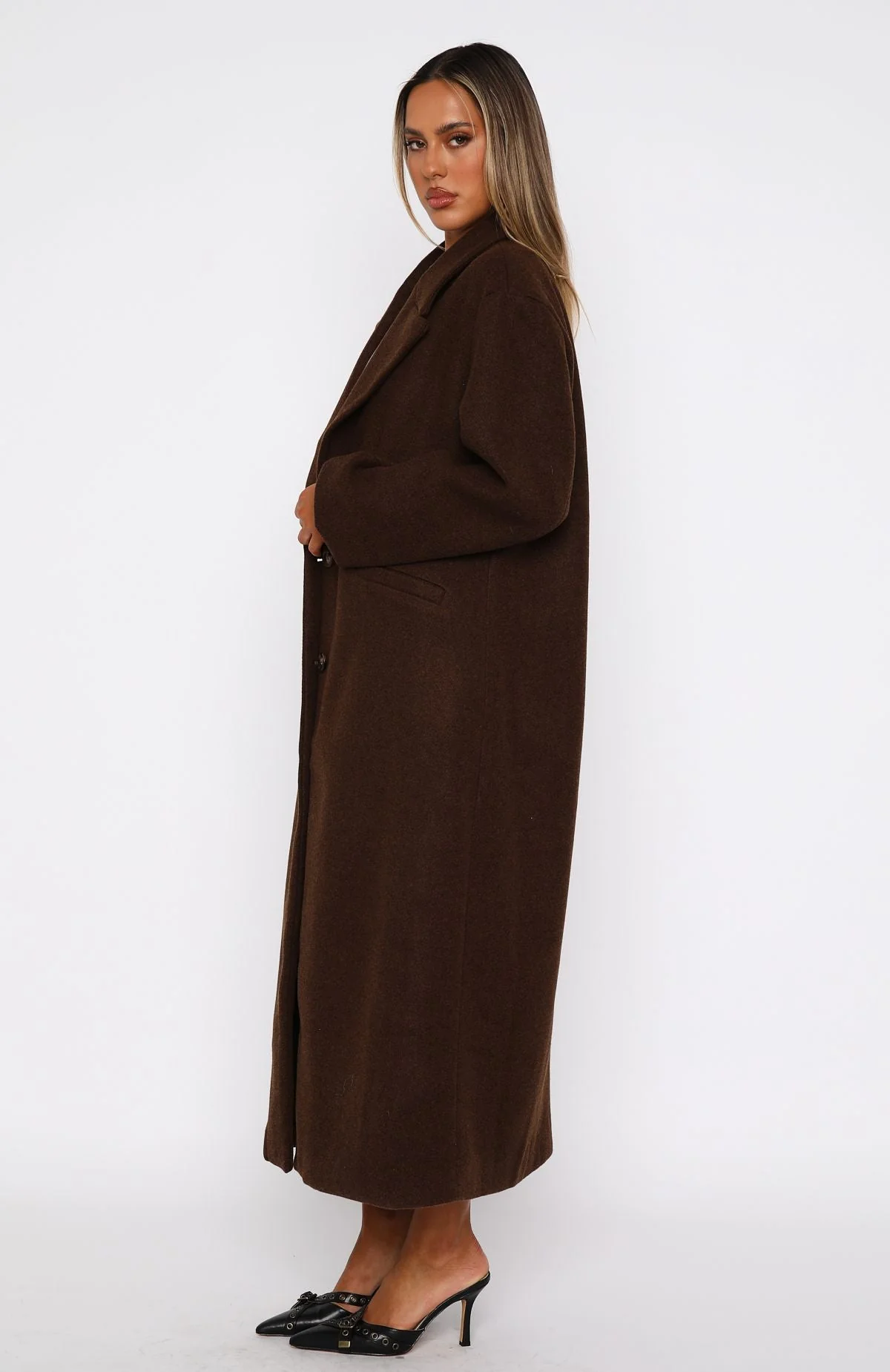 Smart Casual Oversized Coat Chocolate - Image 3