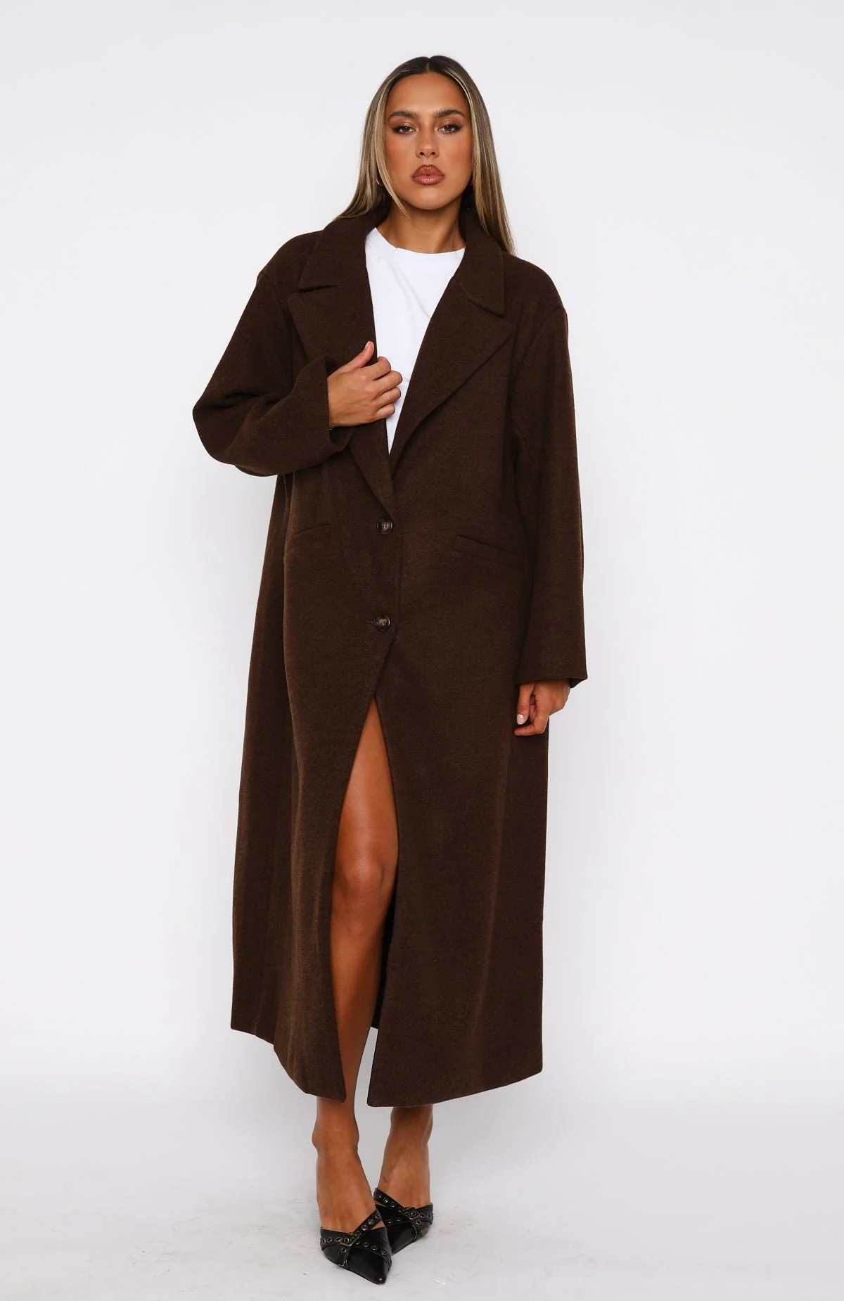 Smart Casual Oversized Coat Chocolate - Image 5