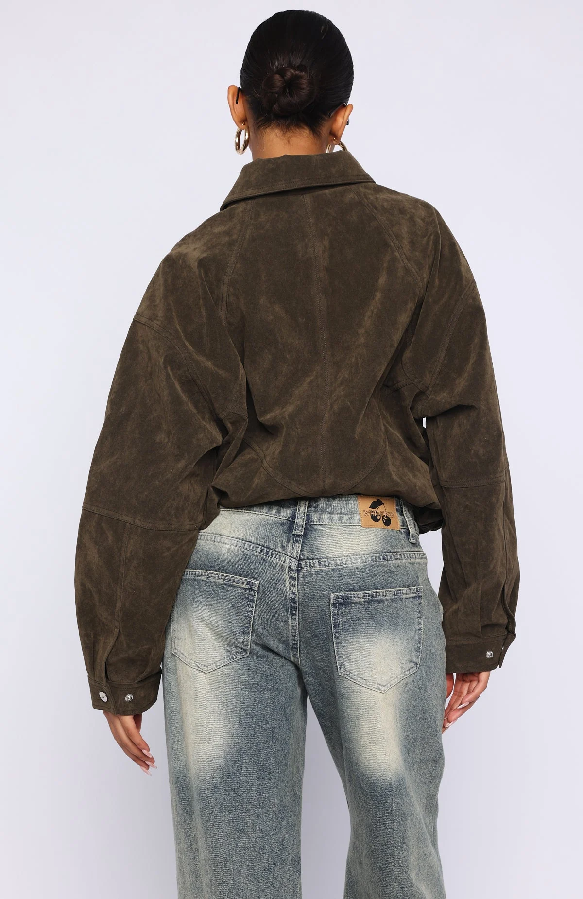 So Easy Faux Suede Jacket Khaki - Image 4