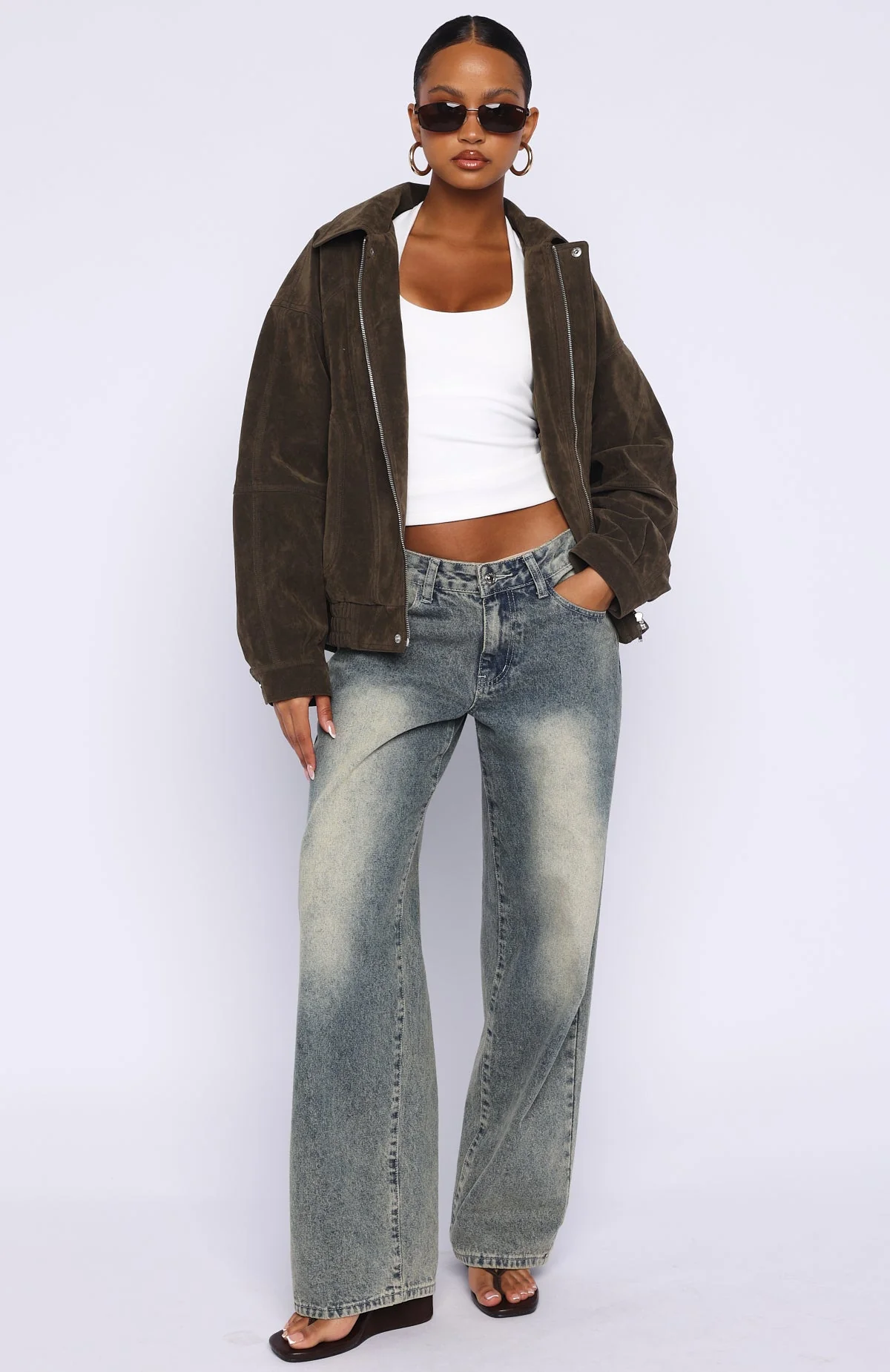 So Easy Faux Suede Jacket Khaki - Image 5