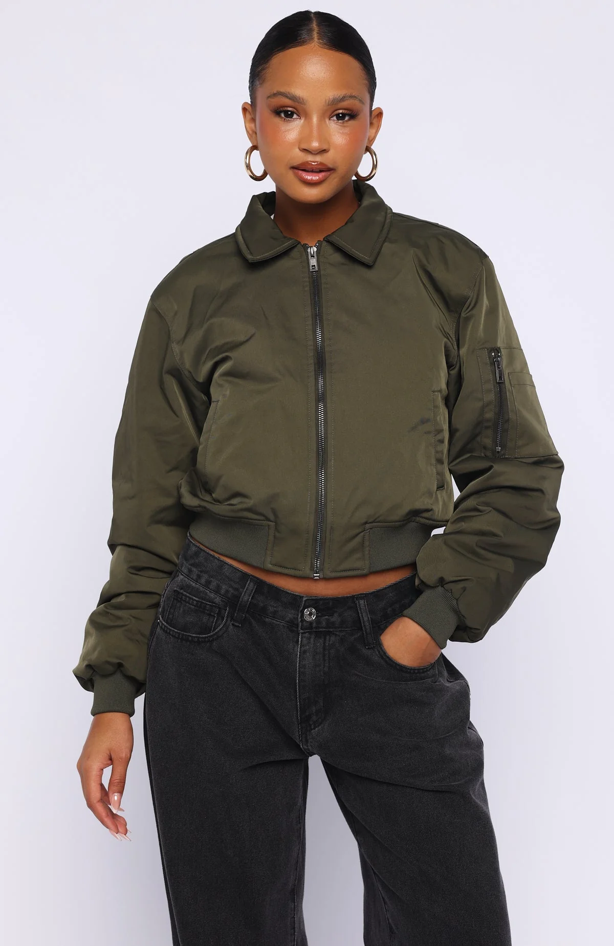 Something Forgotten Bomber Jacket Khaki - Image 2