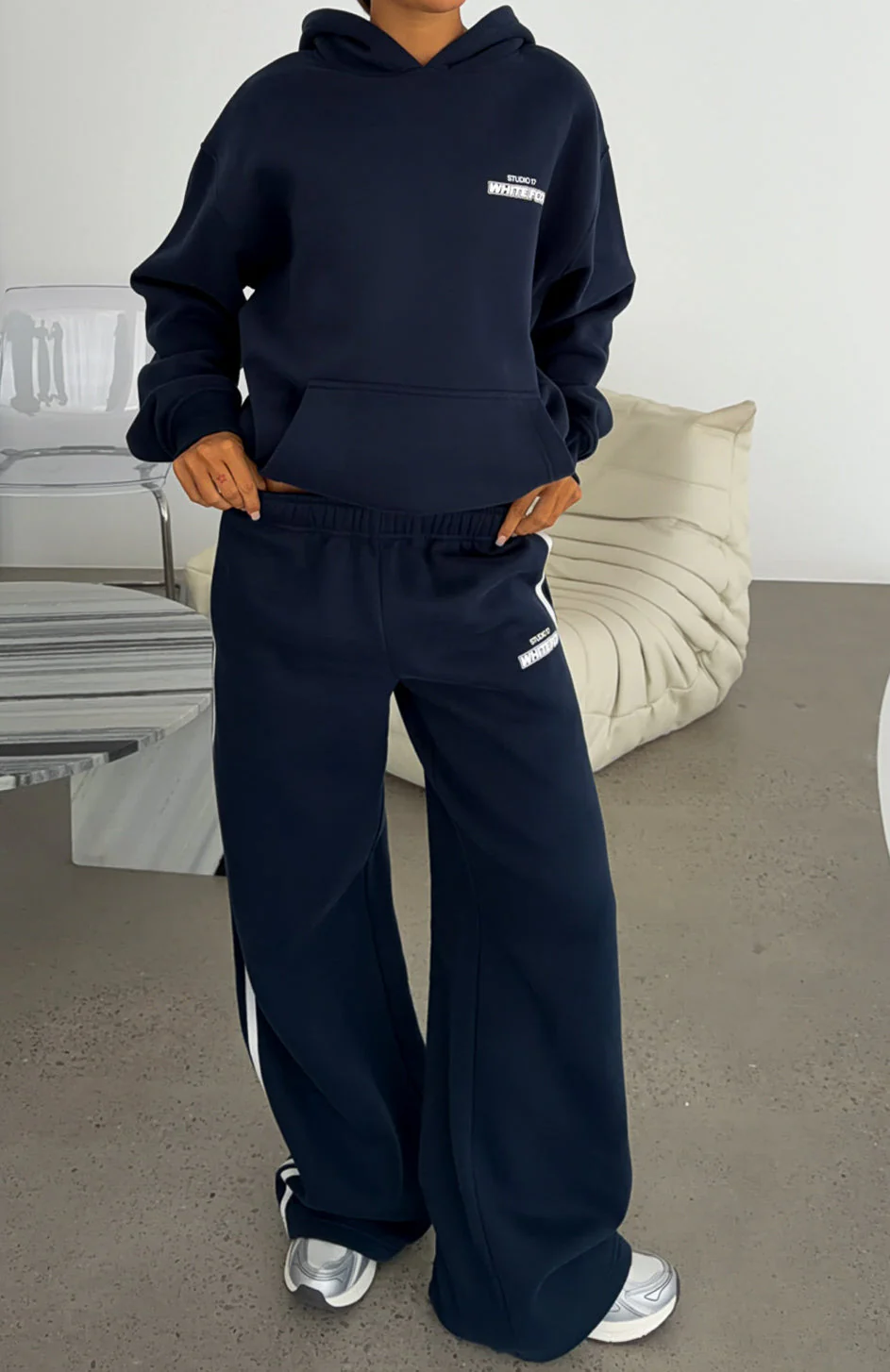 Studio 17 Spencer Oversized Hoodie Navy - Image 7