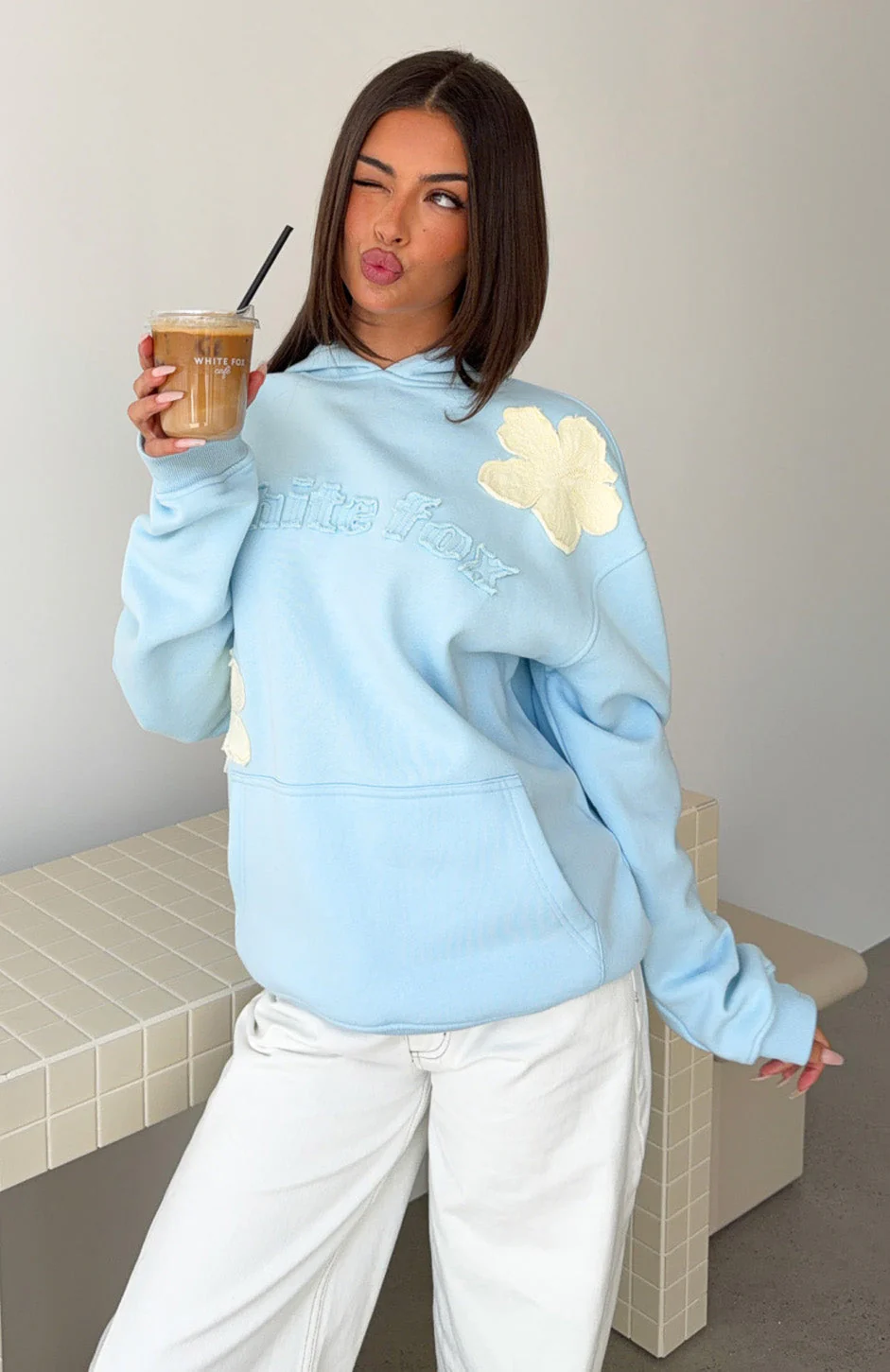 Sunkissed Bloom Oversized Hoodie Blue - Image 7