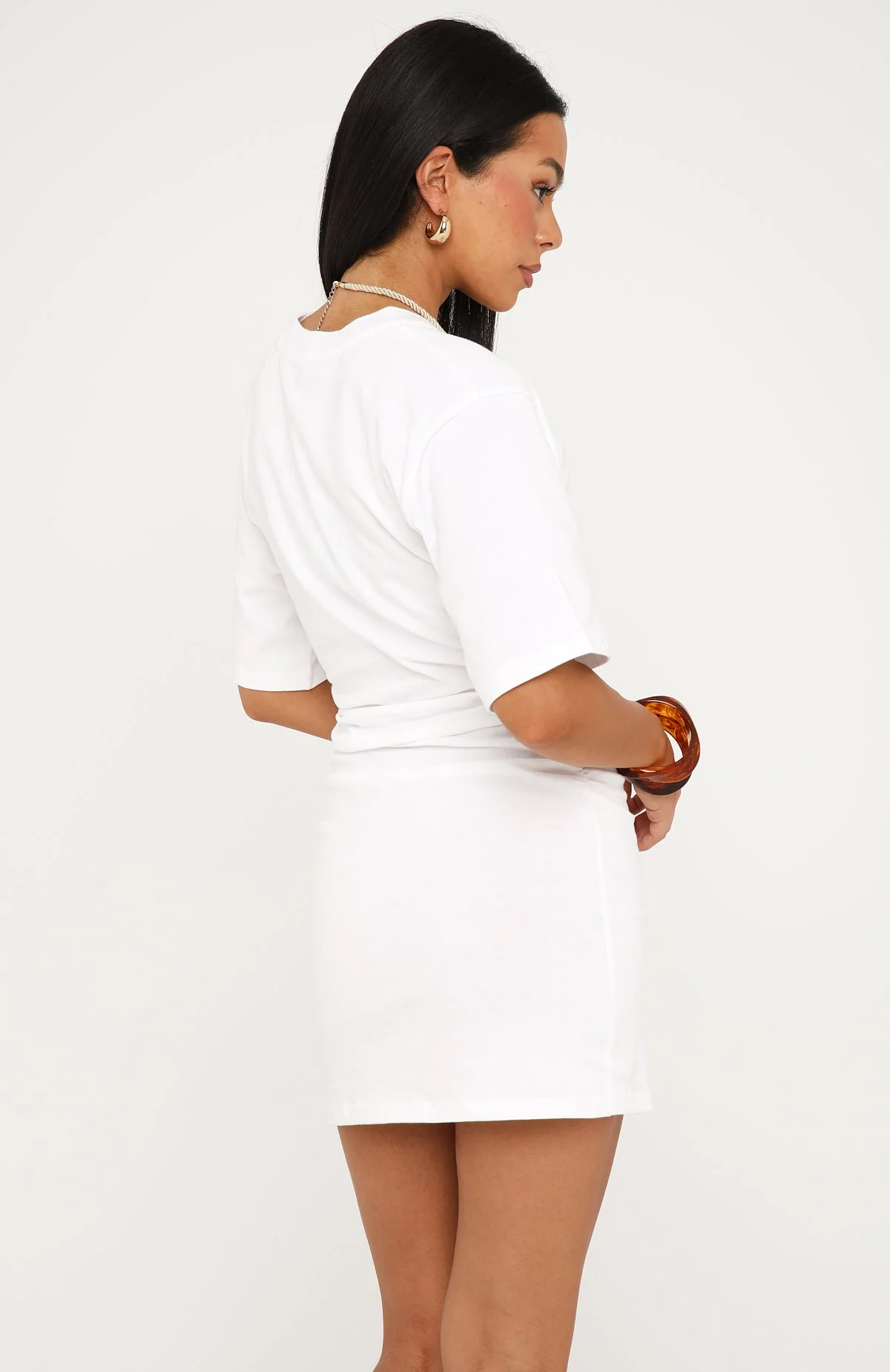 Vibing With You Short Sleeve Mini Dress White - Image 5
